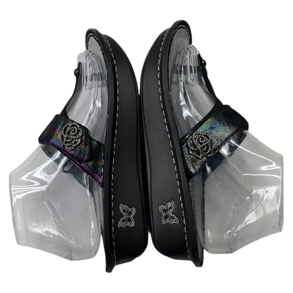 Alegria Carina Blue Rainbow Leather Thong Platform Sandal - Picture 7 of 11